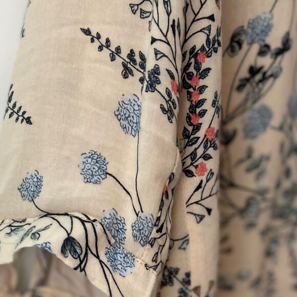 AVA CHRISTINE Floral Split-neck Tie Sleeve Top Blouse Womens Large Boho Cottage - Picture 7 of 10